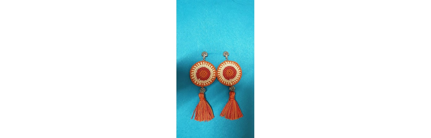 Happy Threads Crochet Earrings-Orange